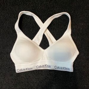 White Calvin Klein Racer-Back Push Up Sports Bra